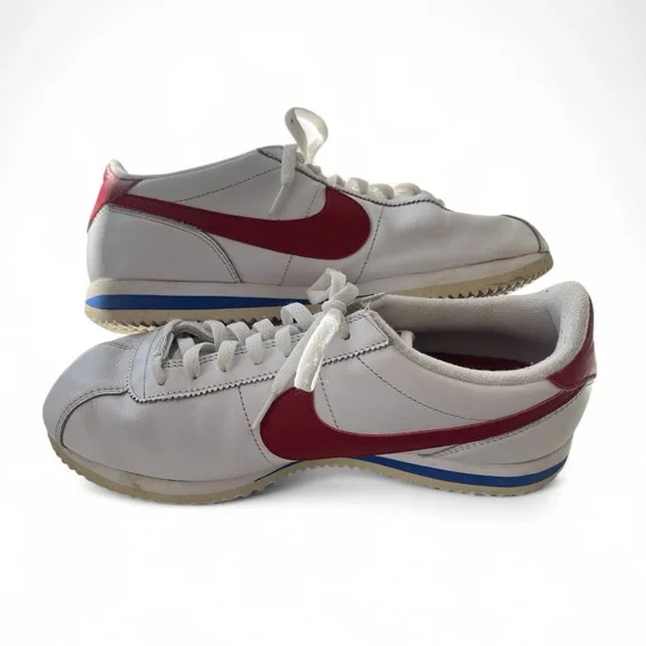 Nike Cortez leather sneakers white red blue swoosh size 10 - Picture 5 of 13